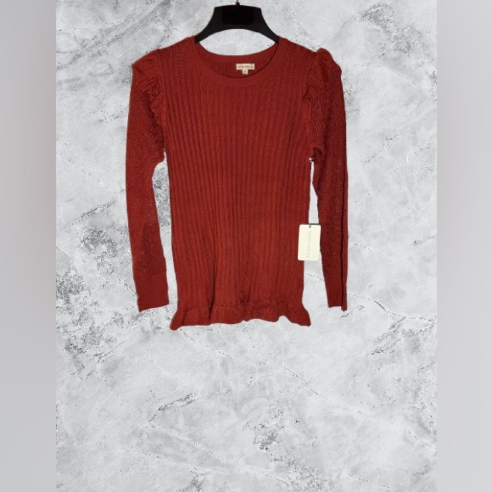 Laura Ashley Open Weave Mixed Media Sweater NWT